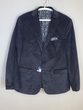 Soul Of London Velvet Touch Sport Coat - Black Size 40R NEW
